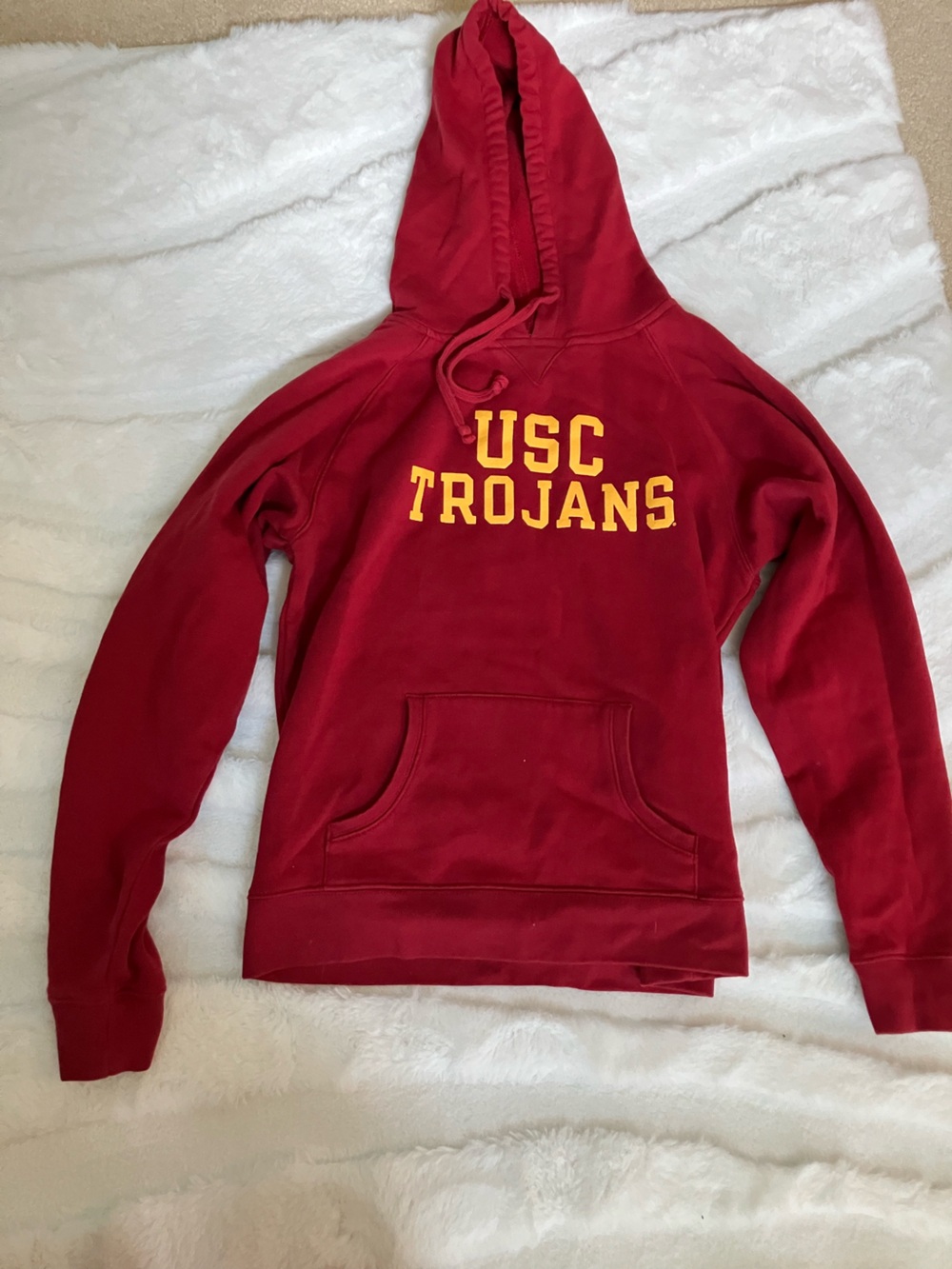 Champion Red USC Trojans Hoodie Sweatshirt with Yellow Lettering